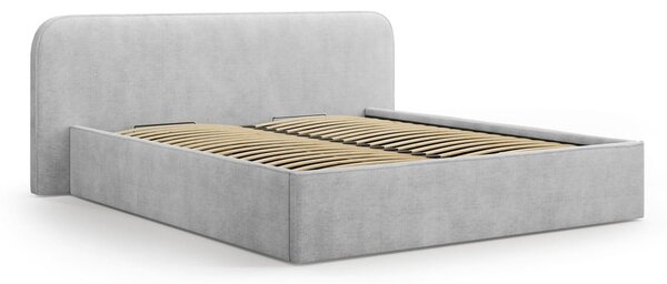 Svijetlo sivi tapecirani bračni krevet s prostorom za odlaganje s podnicom 160x200 cm Elizabeth – Micadoni