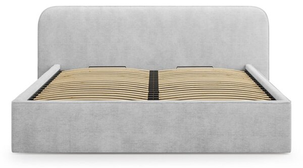 Svijetlo sivi tapecirani bračni krevet s prostorom za odlaganje s podnicom 160x200 cm Elizabeth – Micadoni