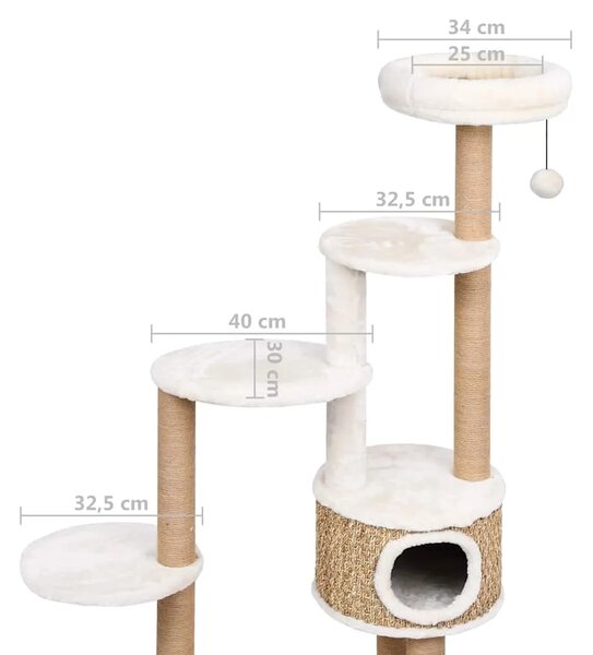 Penjalica za mačke - Kuća za mačke - Grebalica s jastukom i stupovima 148 cm morska trava
