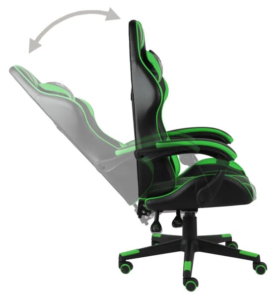 Gaming stolica od umjetne kože crno-zelena - Zelena 1 Bez naslona za noge Zelena