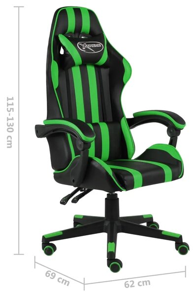 Gaming stolica od umjetne kože crno-zelena - Zelena 1 Bez naslona za noge Zelena