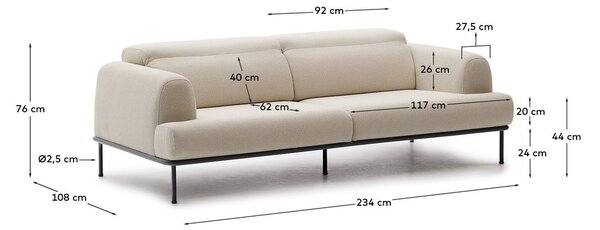 Bež sofa od šenila 234 cm Aurum – Kave Home