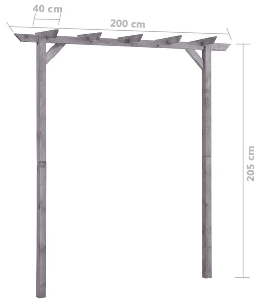 Vrtna pergola siva 200 x 40 x 205 cm od impregnirane borovine - 200 x 40 x 205 cm 1 200 x 40 x 205 cm