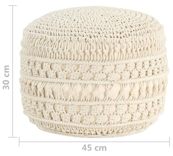 Ručno rađeni tabure s makrameom 45 x 30 cm pamučni - Bijela 1 Model 2 Bijela