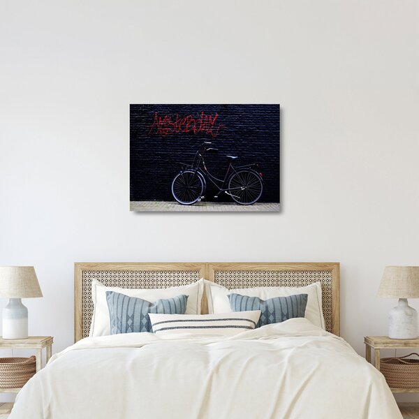 Staklena slika bicikla u Amsterdamu (70x50 cm)