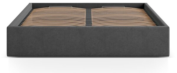 Antracitno sivi tapecirani bračni krevet s prostorom za odlaganje/bez uzglavlja s podnicom 160x200 cm Susan – Micadoni