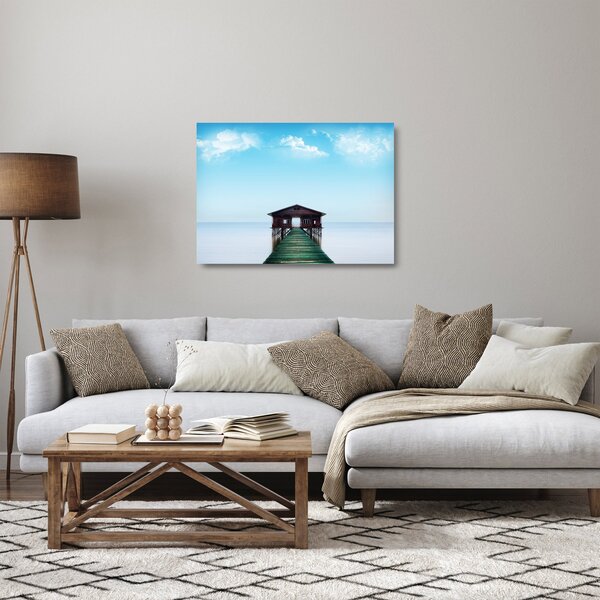 Staklena slika kuće na moru (70x50 cm)