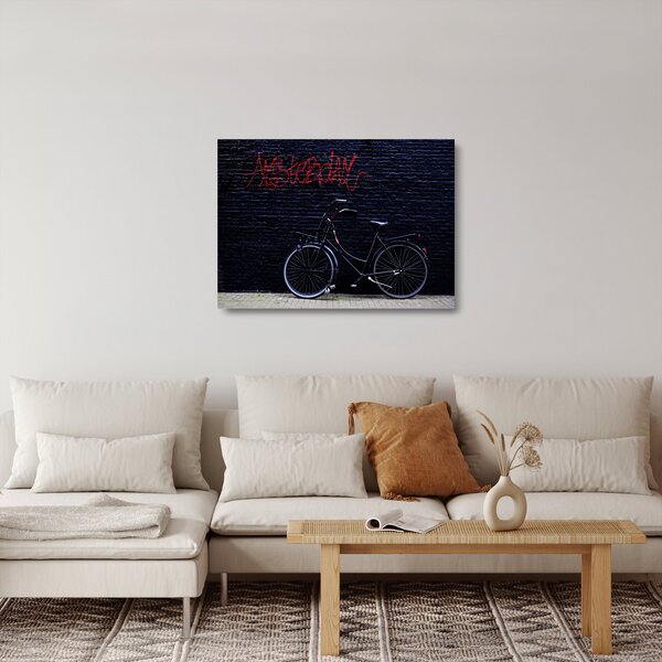 Staklena slika bicikla u Amsterdamu (70x50 cm)