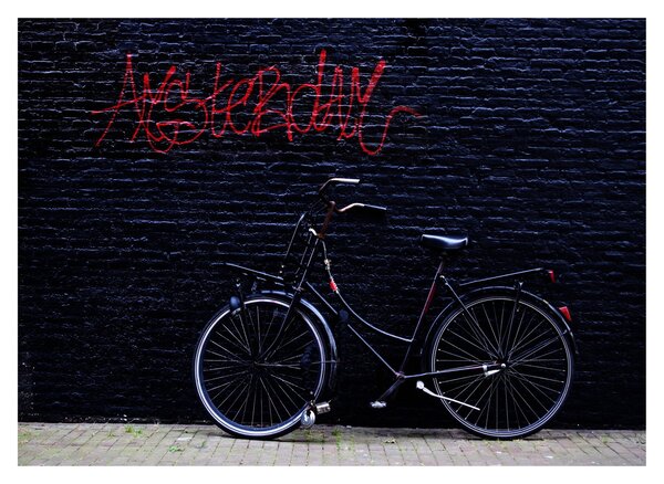 Staklena slika bicikla u Amsterdamu (70x50 cm)