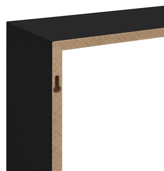 Kockaste zidne police 3 kom crne MDF - Crna 30 x 10 x 30 cm 3 1