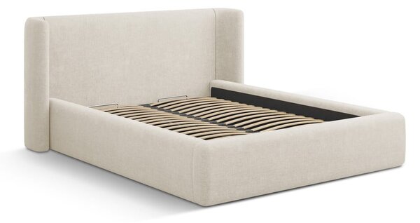 Krem tapecirani bračni krevet s prostorom za odlaganje s podnicom 200x200 cm Jason – Windsor & Co Sofas