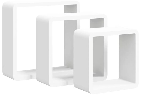 Kockaste zidne police 3 kom bijele MDF - Bijela 28 x 10 x 28 cm 3 1