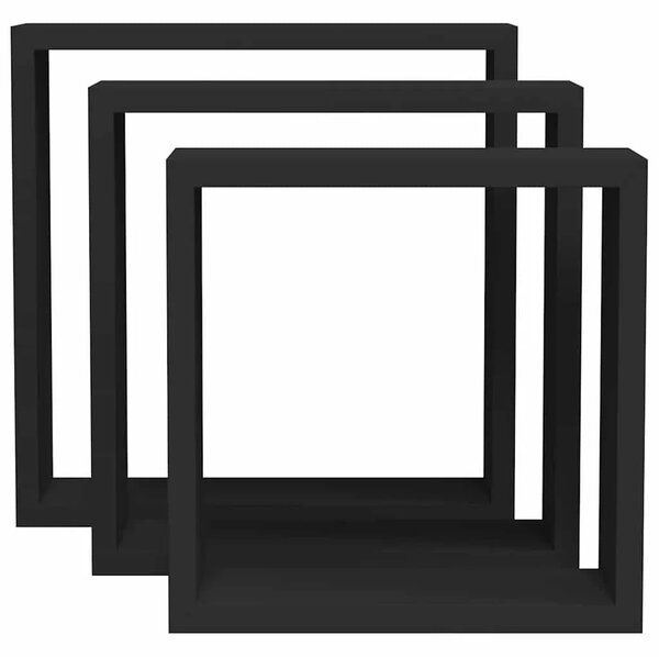 Kockaste zidne police 3 kom crne MDF - Crna 30 x 10 x 30 cm 3 1