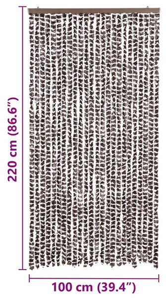 Zavjesa protiv muha - Zastor protiv insekata smeđe-bijeli 100 x 220 cm šenil - Smeđa i bijela 100 x 220 cm Smeđa i bijela 100 x