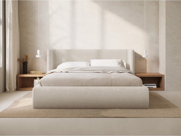 Krem tapecirani bračni krevet s prostorom za odlaganje s podnicom 200x200 cm Jason – Windsor & Co Sofas