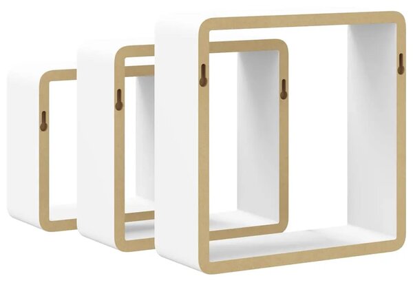 Kockaste zidne police 3 kom bijele MDF - Bijela 28 x 10 x 28 cm 3 1