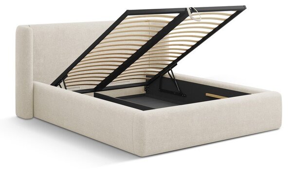 Krem tapecirani bračni krevet s prostorom za odlaganje s podnicom 200x200 cm Jason – Windsor & Co Sofas