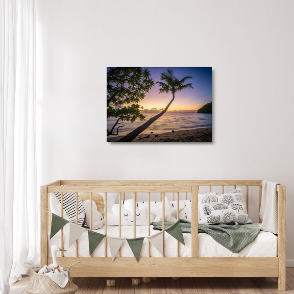 Staklena slika palme na plaži (70x50 cm)