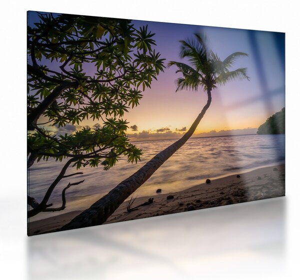 Staklena slika palme na plaži (70x50 cm)