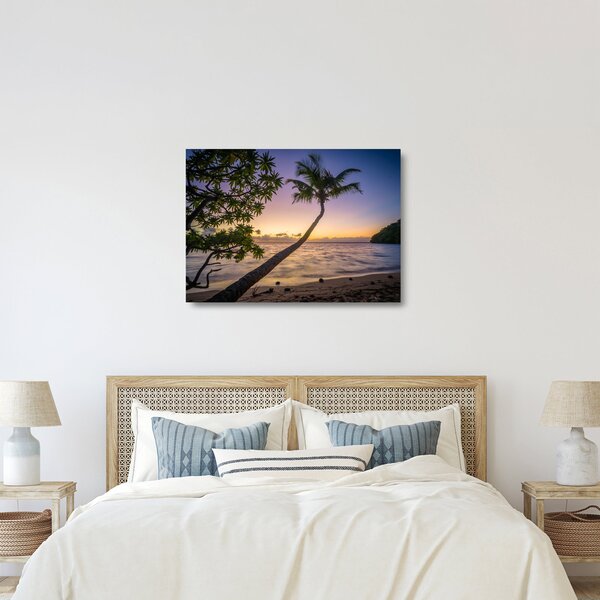 Staklena slika palme na plaži (70x50 cm)