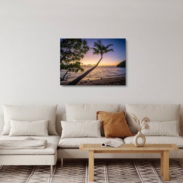 Staklena slika palme na plaži (70x50 cm)