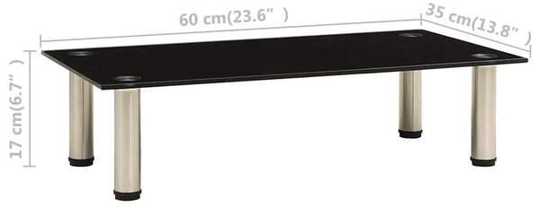 TV stalak crni 60 x 35 x 17 cm od kaljenog stakla - Crna 1 60 cm Crna