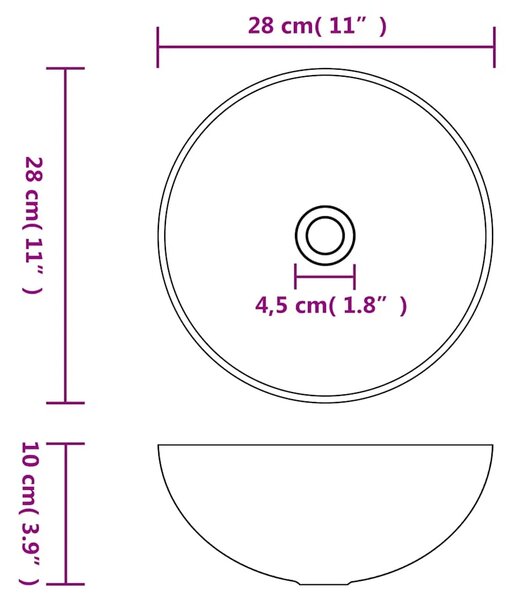 Lavabo - Umivaonik 28 x 10 cm keramički zlatni - Zlatno Zlatno