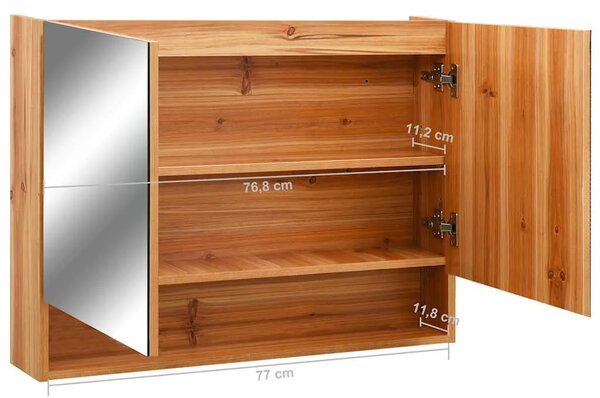 LED kupaonski ormarić s ogledalom boja hrasta 80x15x60 cm MDF - Boja hrasta 1 Boja hrasta