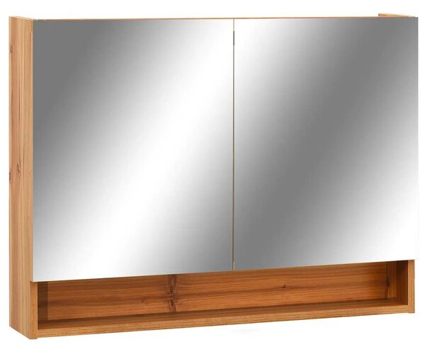 LED kupaonski ormarić s ogledalom boja hrasta 80x15x60 cm MDF - Boja hrasta 1 Boja hrasta