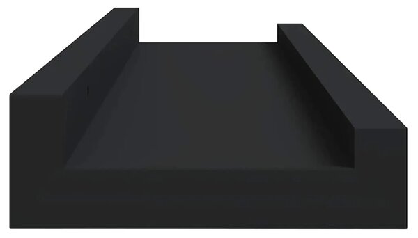 Zidne police za fotografije 2 kom crne 40 x 9 x 3 cm MDF - Crna 40 x 9 x 3 cm 2 1