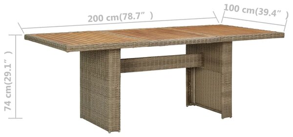 Vrtni stol - Blagovaonski stol smeđi 200 x 100 x 74 cm od poliratana - Smeđa 1 Smeđa
