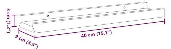 Zidne police za fotografije 2 kom crne 40 x 9 x 3 cm MDF - Crna 40 x 9 x 3 cm 2 1
