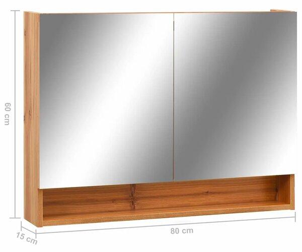 LED kupaonski ormarić s ogledalom boja hrasta 80x15x60 cm MDF - Boja hrasta 1 Boja hrasta