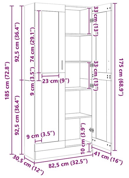 Vitrina bijela 82 5 x 30 5 x 185 cm konstruirano drvo - Bijela 1 185 cm Bijela