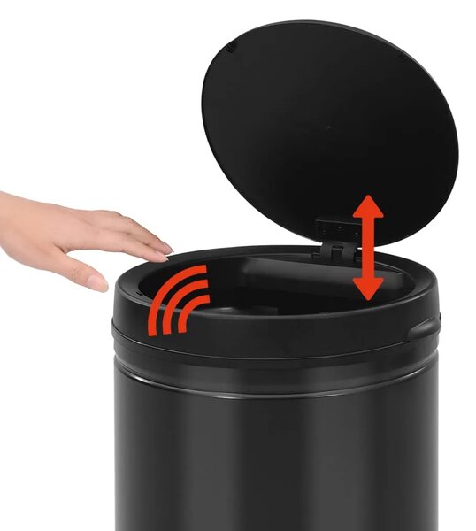 Automatska kanta za otpad sa senzorom 70 L ugljični čelik crna - Crna 70 l 1 Crna