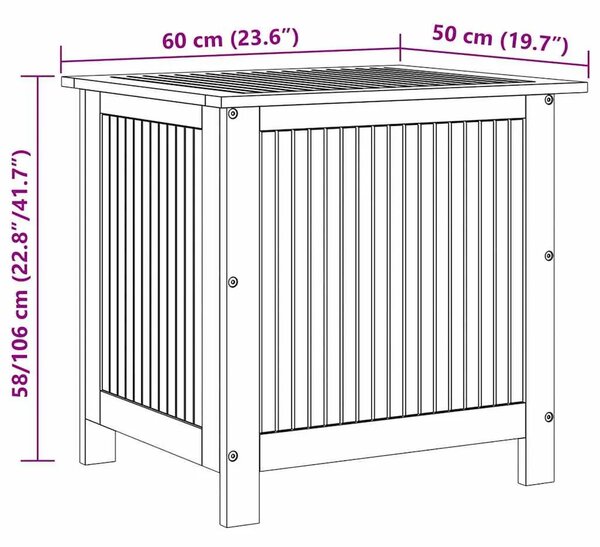 Vrtna kutija za pohranu 60 x 50 x 58 cm masivno bagremovo drvo - 60 x 50 x 58 cm 60 x 50 x 58 cm
