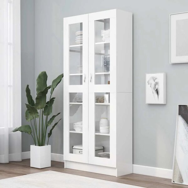 Vitrina bijela 82 5 x 30 5 x 185 cm konstruirano drvo - Bijela 1 185 cm Bijela