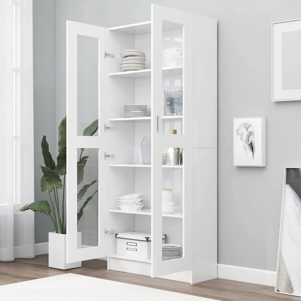 Vitrina bijela 82 5 x 30 5 x 185 cm konstruirano drvo - Bijela 1 185 cm Bijela