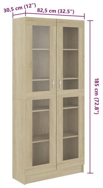 Vitrina boja hrasta 82 5 x 30 5 x 185 cm konstruirano drvo - sonoma hrast 1 185 cm sonoma hrast