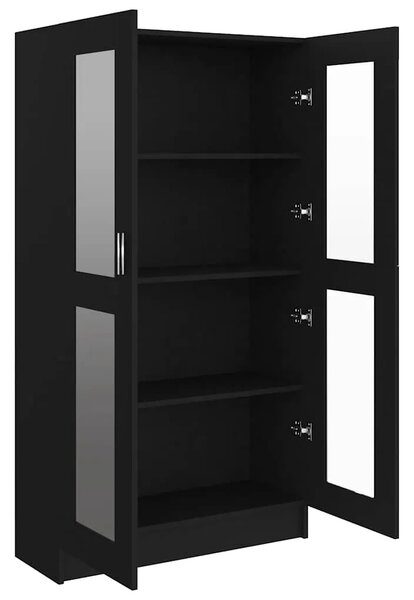 Vitrina crna 82 5 x 30 5 x 150 cm konstruirano drvo - Crna 1 150 cm Crna
