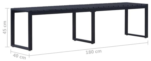 Vrtna klupa od PS ploče 180 cm crna - 180 x 40 x 45 cm 1 1 2
