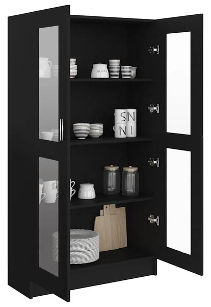 Vitrina crna 82 5 x 30 5 x 150 cm konstruirano drvo - Crna 1 150 cm Crna