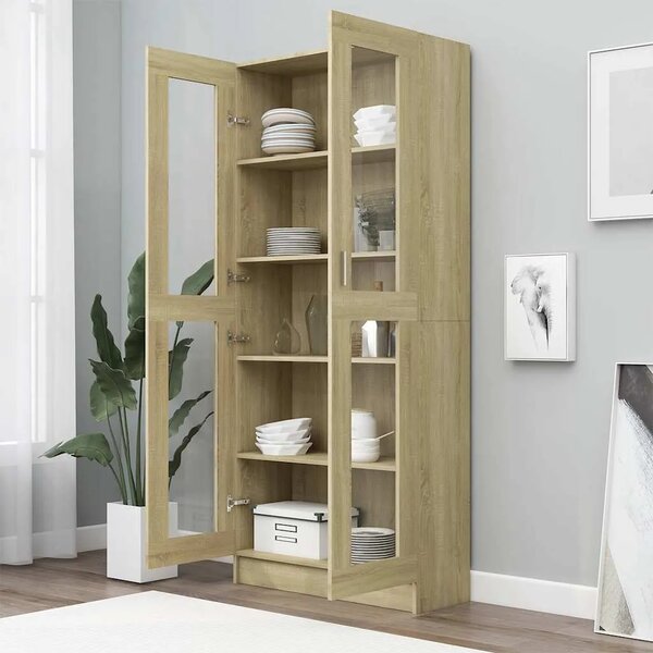 Vitrina boja hrasta 82 5 x 30 5 x 185 cm konstruirano drvo - sonoma hrast 1 185 cm sonoma hrast