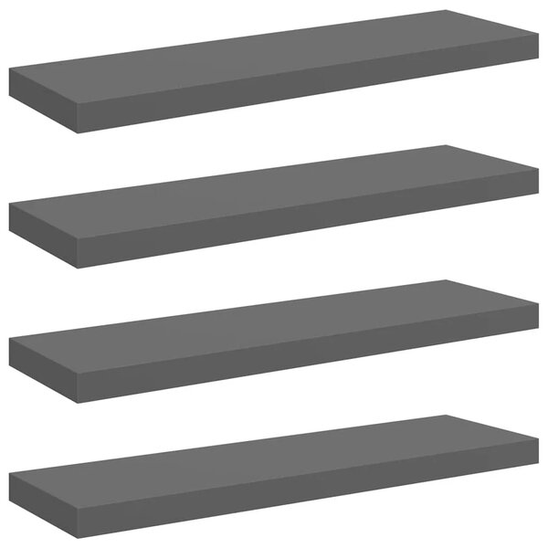 Plutajuće zidne police 4 kom sjajne sive 80 x 23 5 x 3 8 cm MDF - visoko sjajno siva 80 x 23.5 x 3.8 cm 4 1