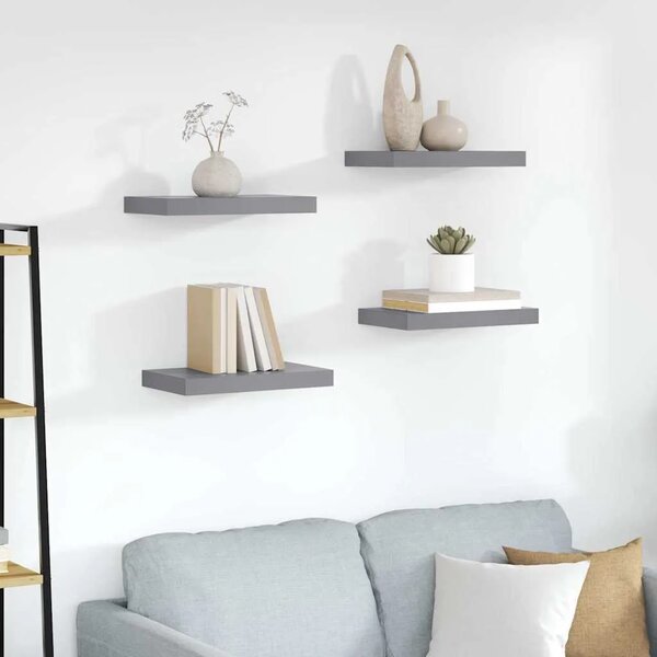 Plutajuće zidne police 4 kom sive 40 x 23 5 x 3 8 cm MDF - Siva 40 x 23.5 x 3.8 cm 4 1