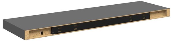 Plutajuće zidne police 4 kom sjajne sive 80 x 23 5 x 3 8 cm MDF - visoko sjajno siva 80 x 23.5 x 3.8 cm 4 1