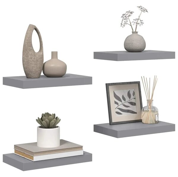 Plutajuće zidne police 4 kom sive 40 x 23 5 x 3 8 cm MDF - Siva 40 x 23.5 x 3.8 cm 4 1