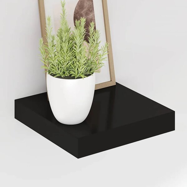 Plutajuće zidne police 2 kom crne 23 x 23 5 x 3 8 cm MDF - Crna 23 x 23.5 x 3.8 cm 2 1