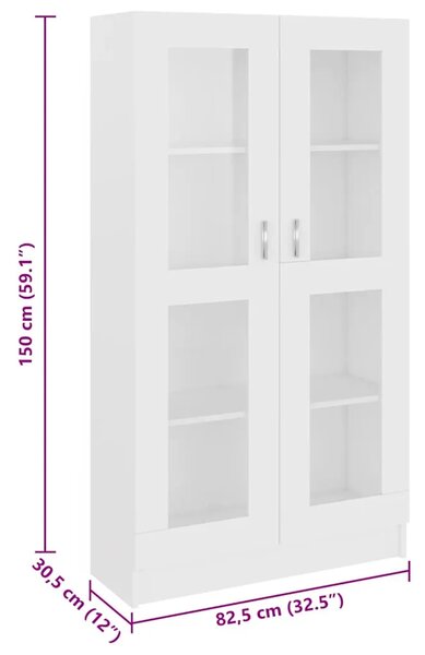 Vitrina bijela 82 5 x 30 5 x 150 cm konstruirano drvo - Bijela 1 150 cm Bijela