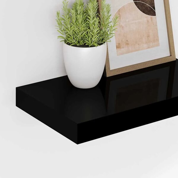 Plutajuće zidne police 4 kom sjajne crne 40 x 23 5 x 3 8 cm MDF - visoko sjajno crna 40 x 23.5 x 3.8 cm 4 1